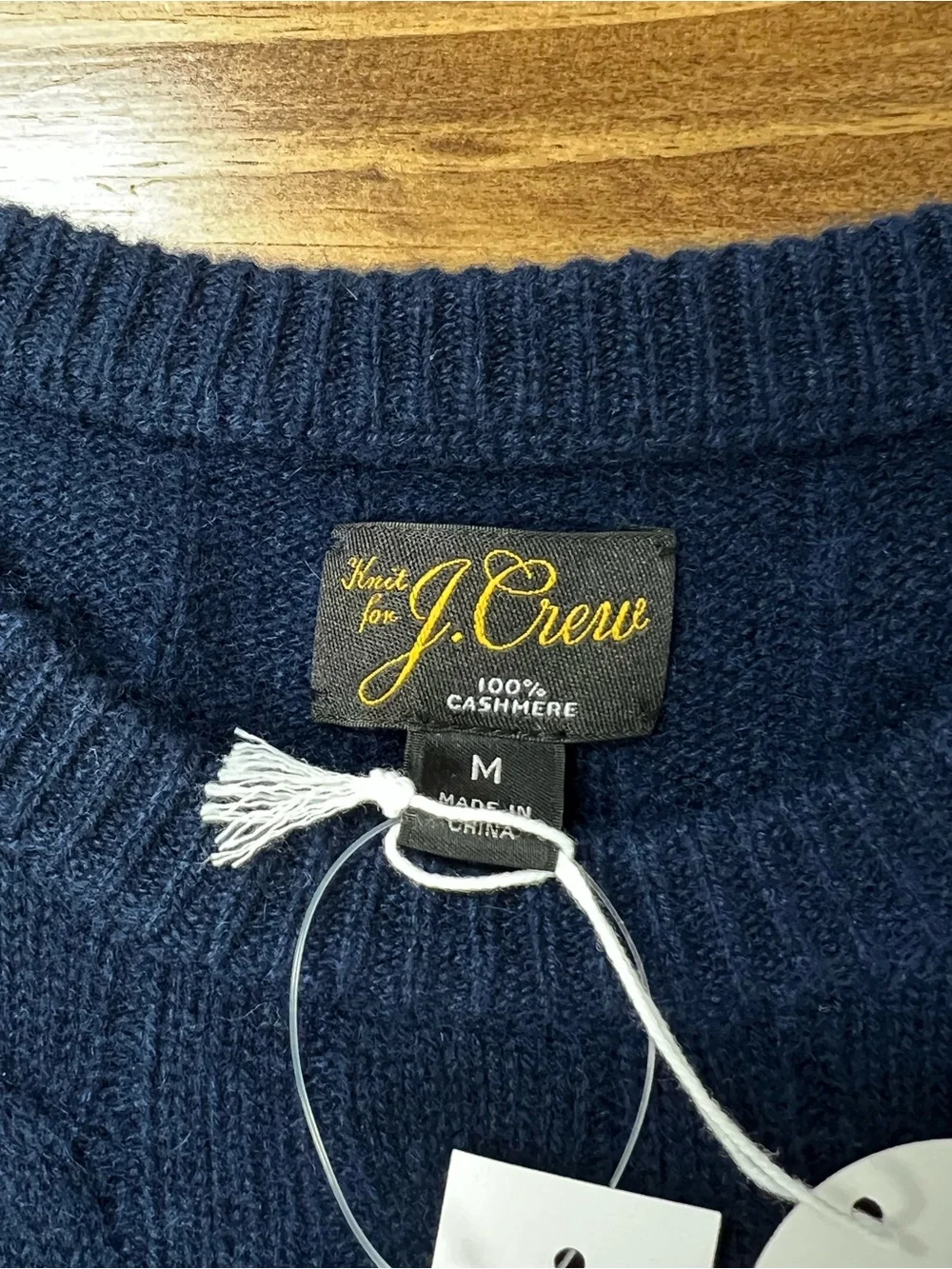 J. Crew Cashmere cable-knit sweater in Navy Blue Size Medium NWT